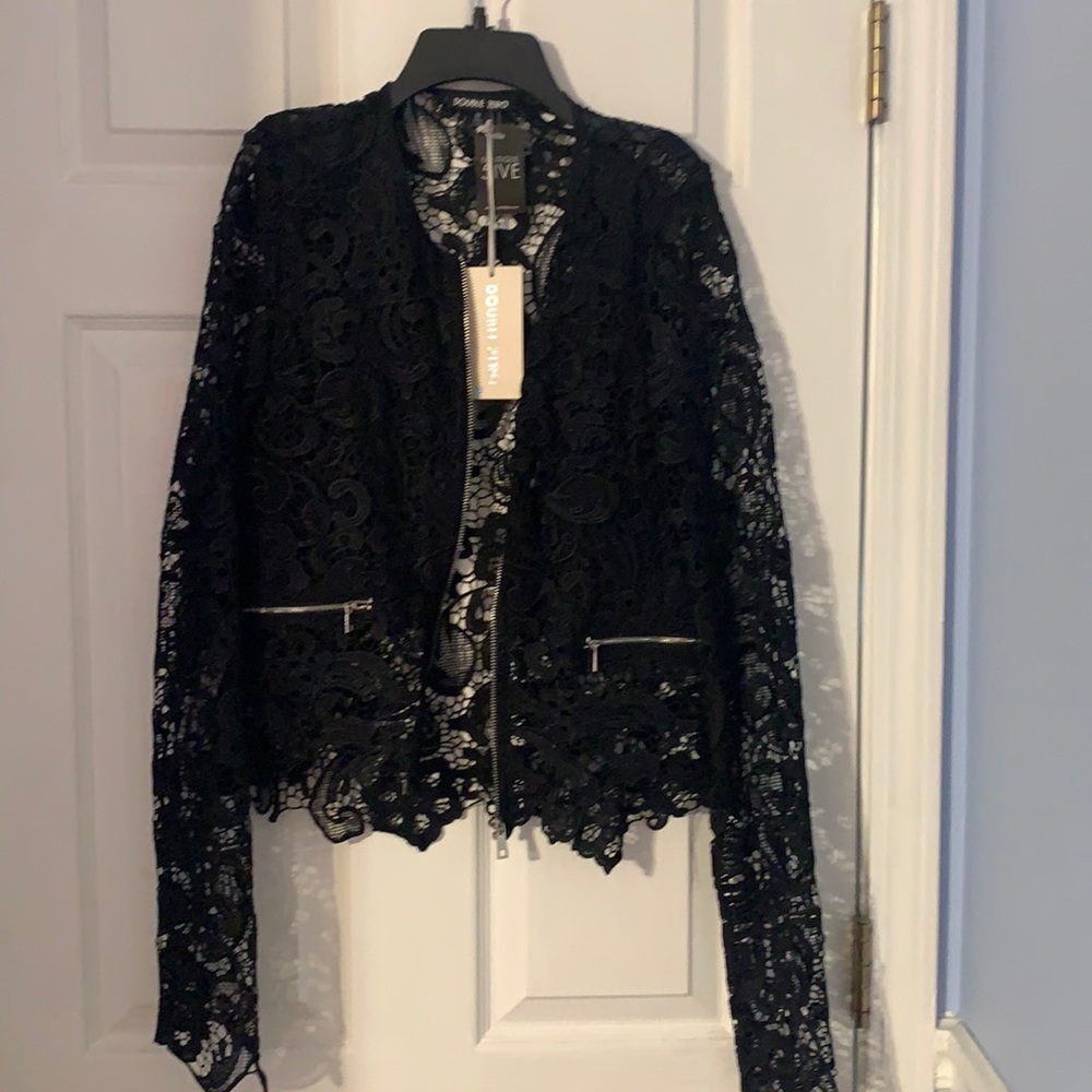 BRAND NEW! Black lace zip jacket